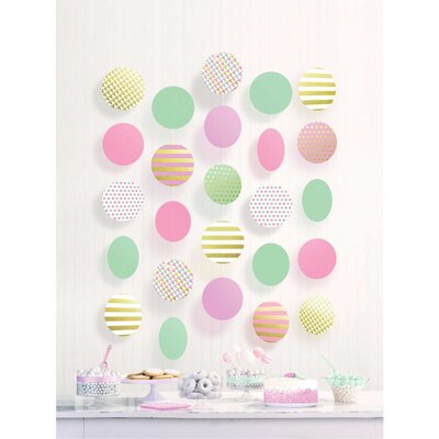 Pastel Circles Hanging String Decorations 1.5m (Pk 5)