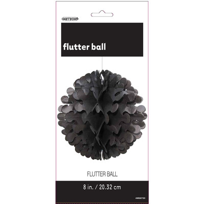 Black Flutter Ball Decoration 20cm Pk 1