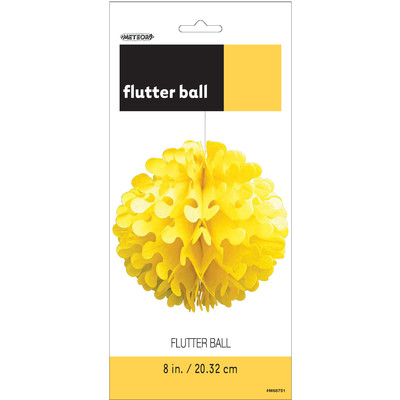 Yellow Flutter Ball Decoration 20cm Pk 1