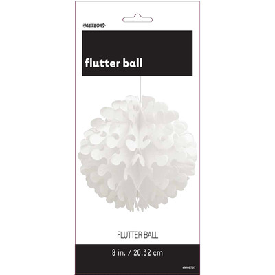 White Flutter Ball Decoration 20cm Pk 1 