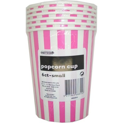Small Hot Pink Stripe Popcorn Cups Pk 6