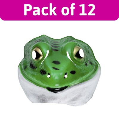 Green Frog PVC Face Masks Bulk Pack of 12 | Animal Costume Masks