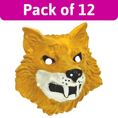 Adult Wolf PVC Face Masks Bulk Pack of 12 | Fierce Animal Costume Masks