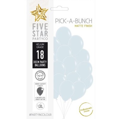 Matte White Pick-A-Bunch Latex Balloons 30cm Pack of 18 | Premium Biodegradable Balloons