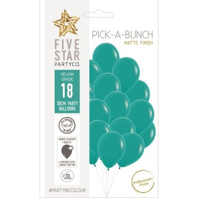 Matte Turquoise Aquamarine Pick-A-Bunch Latex Balloons 30cm Pack of 18 | Premium Biodegradable Balloons