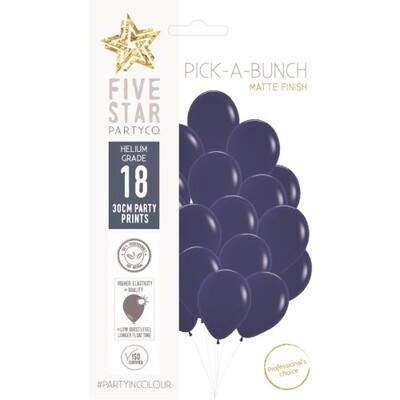 Matte Navy Blue Latex Balloons 30cm Pack of 18 | Pick-A-Bunch Biodegradable Party Balloons