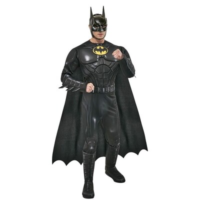 DC Comics Batman Adult Costume Large – Padded Jumpsuit with Cape, Mask & Boot Tops