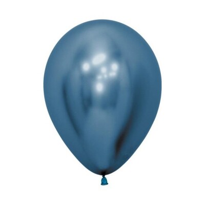 Reflex Chrome Blue Latex Balloons 5 Inch (12cm) Pack of 20 | Professional Metallic Balloons