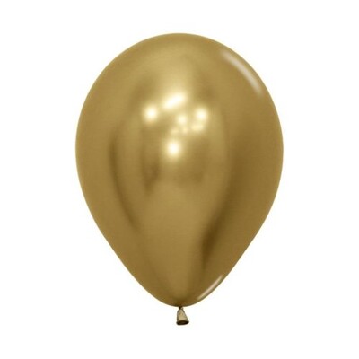 Reflex Chrome Gold Latex Balloons 5 Inch (12cm) Pack of 20 | Professional Metallic Balloons