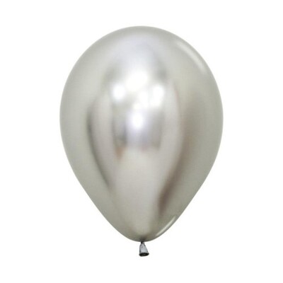 Reflex Chrome Silver Latex Balloons 5 Inch (12cm) Pack of 20 | Professional Metallic Balloons