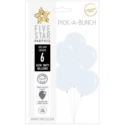 Pick-A-Bunch Matte White 45cm Round Latex Balloons Pk 6