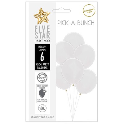 Pick-A-Bunch Crystal Clear 45cm Round Latex Balloons Pk 6