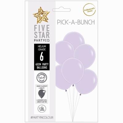 Pick-A-Bunch Matte Pastel Lilac 45cm Round Latex Balloons Pk 6