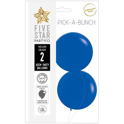 Pick-A-Bunch Matte Royal Blue 60cm Round Latex Balloons Pk 2