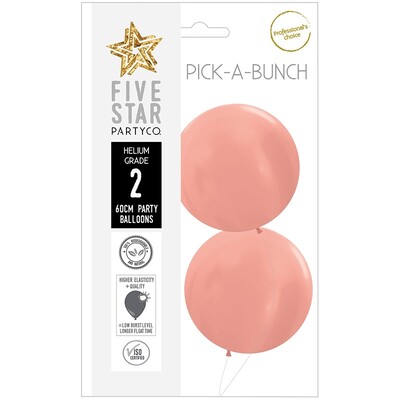 Pick-A-Bunch Metallic Rose Gold 60cm Round Latex Balloons Pk 2
