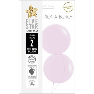 Pick-A-Bunch Matte Pastel Pink 60cm Round Latex Balloons Pk 2