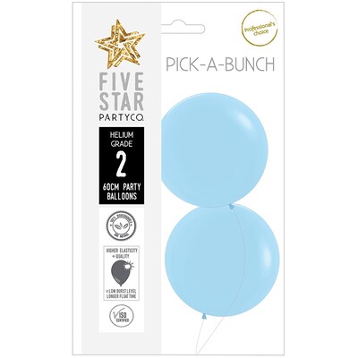Pick-A-Bunch Matte Pastel Blue 60cm Round Latex Balloons Pk 2