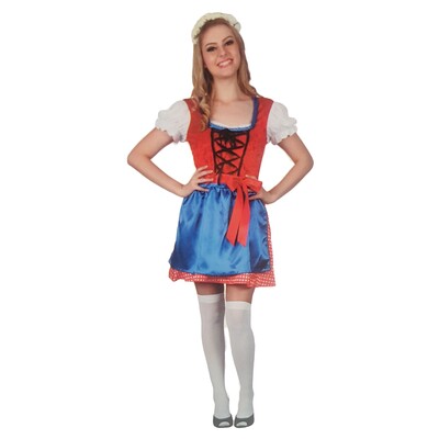 Adult Red & Blue Beer Girl Oktoberfest Costume (Small)