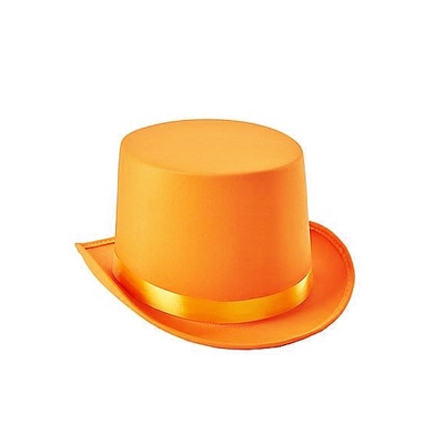 Orange Harmony Top Hat with Satin Ribbon Trim