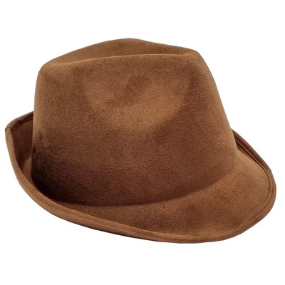 Brown Suede Look Oktoberfest Fedora Hat