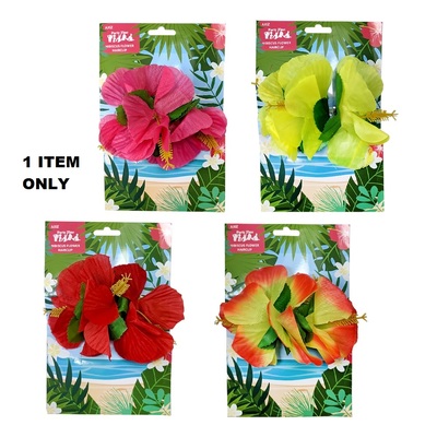 Hibiscus Flower Hair Clip Assorted Colours (Pk 1)