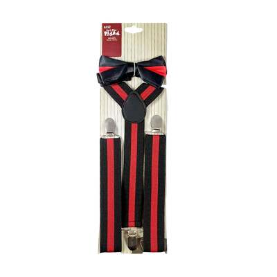 1920's Gatsby Suspenders Bowtie Set Red & Black