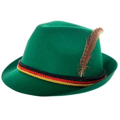 Oktoberfest Green Fedora Hat with Feather (Pk 1)