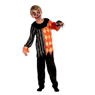 Child Evil Orange Clown Costume (Medium, 120-130cm) Pk 1