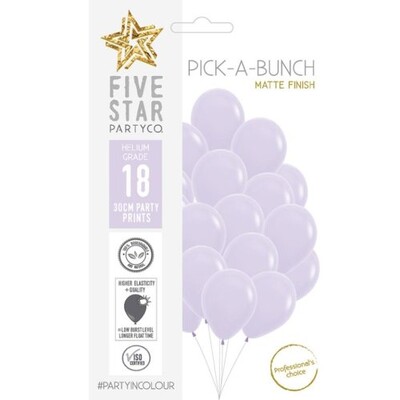 Pastel Matte Lilac Latex Balloons 30cm Pack of 18 | Pick-A-Bunch Biodegradable Party Balloons