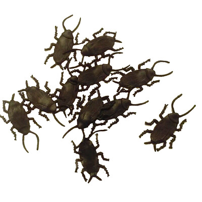Black Plastic Fake Cockroaches Pk 12