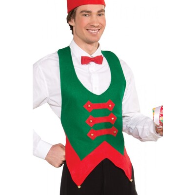 Christmas Adult Unisex Elf Vest with Bells (One Size) Pk 1