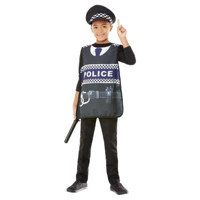 Child Police Costume Kit (Printed Tabard, Hat & Truncheon) Pk 1