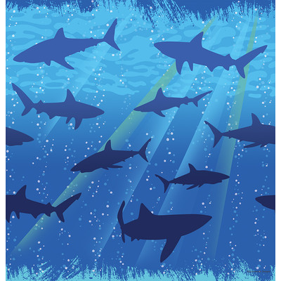 Shark Splash Plastic Tablecover (137x274cm) Pk 1 