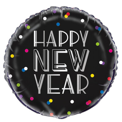 Happy New Year Dots 18in. Foil Balloon Pk 1