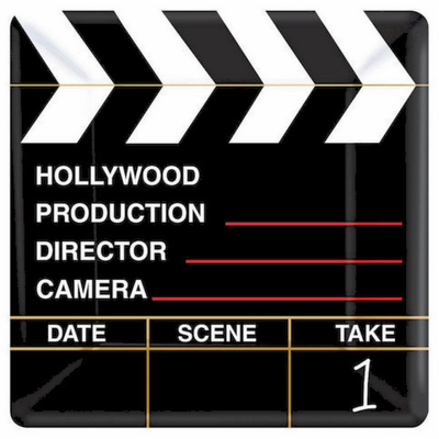 Directors Cut Hollywood Clapboard 26cm Square Paper Plates (Pk 18)