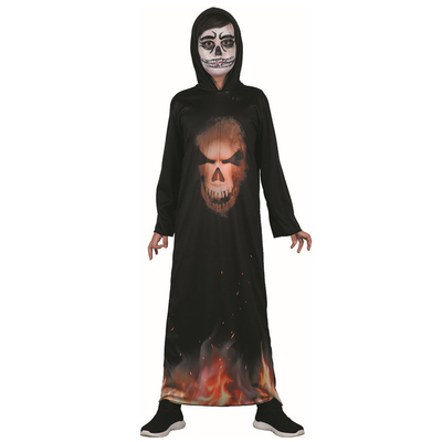 Child Black Hooded Robe Flame Demon Costume (Large, 130-140cm) Pk 1