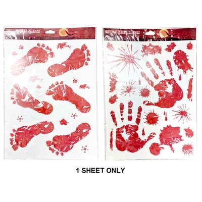 Bloody Foot or Hand Prints Decoration Window Clings (1 Sheet)