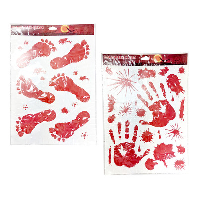 Bloody Foot or Hand Prints Decoration Window Clings (2 Sheets)