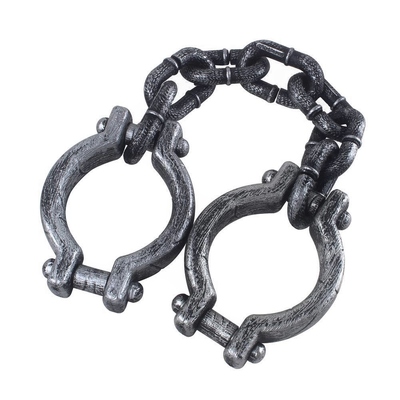 Silver Plastic Halloween Hand Cuffs with Chain Shackles