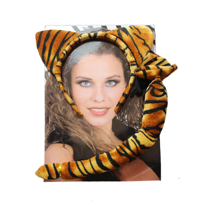 Tiger Costume Set (Headband with Ears, Bow Tie, Tail)