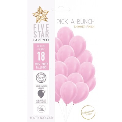 Pick-A-Bunch Pearl Light Pink 30cm Latex Balloons Pk 18