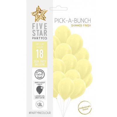 Pick-A-Bunch Pearl Yellow 30cm Latex Balloons Pk 18