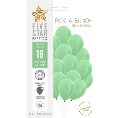 Pick-A-Bunch Pearl Green 30cm Latex Balloons Pk 18