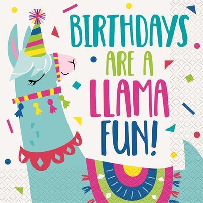Llama Birthday 2 Ply Lunch Napkins Pk 16