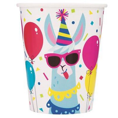 Llama Birthday 9oz Paper Cups Pk 8 