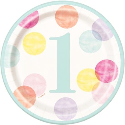 1st Birthday Girl 7in. Paper Plates Pk 8