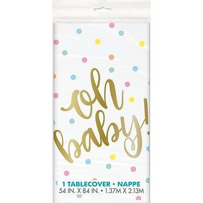 Oh Baby! Baby Shower Plastic Tablecover (137cm x 213cm) Pk 1