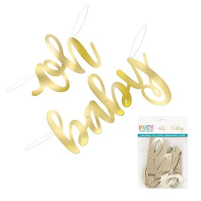 Oh Baby Gold 2 Piece Jointed Script Banner (85cm Total Length) Pk 1