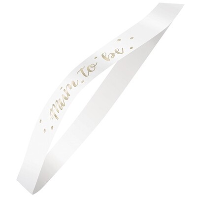 Mum To Be Gold & White Fabric Sash Pk 1 