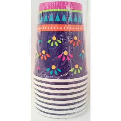 Boho Fiesta Mexican 9oz. Paper Cups Pk 8